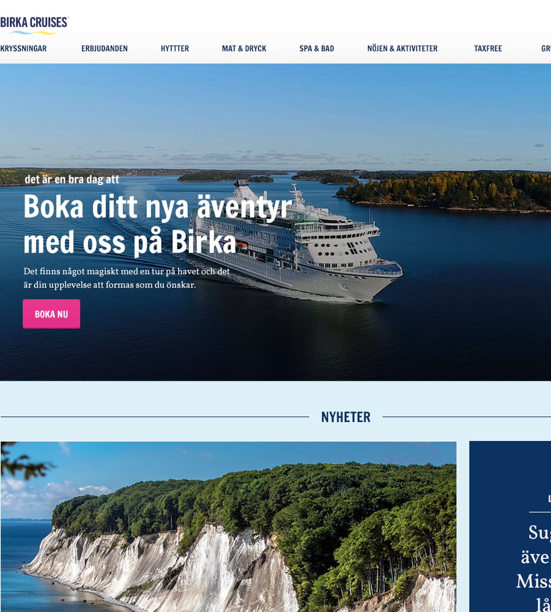 Utklipp på birka.se startsida